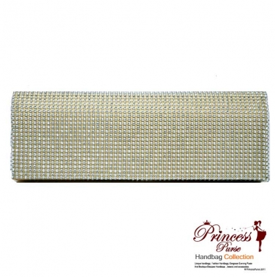 Designer Inspired Evening Bag with Rhinestone like Decoration Front